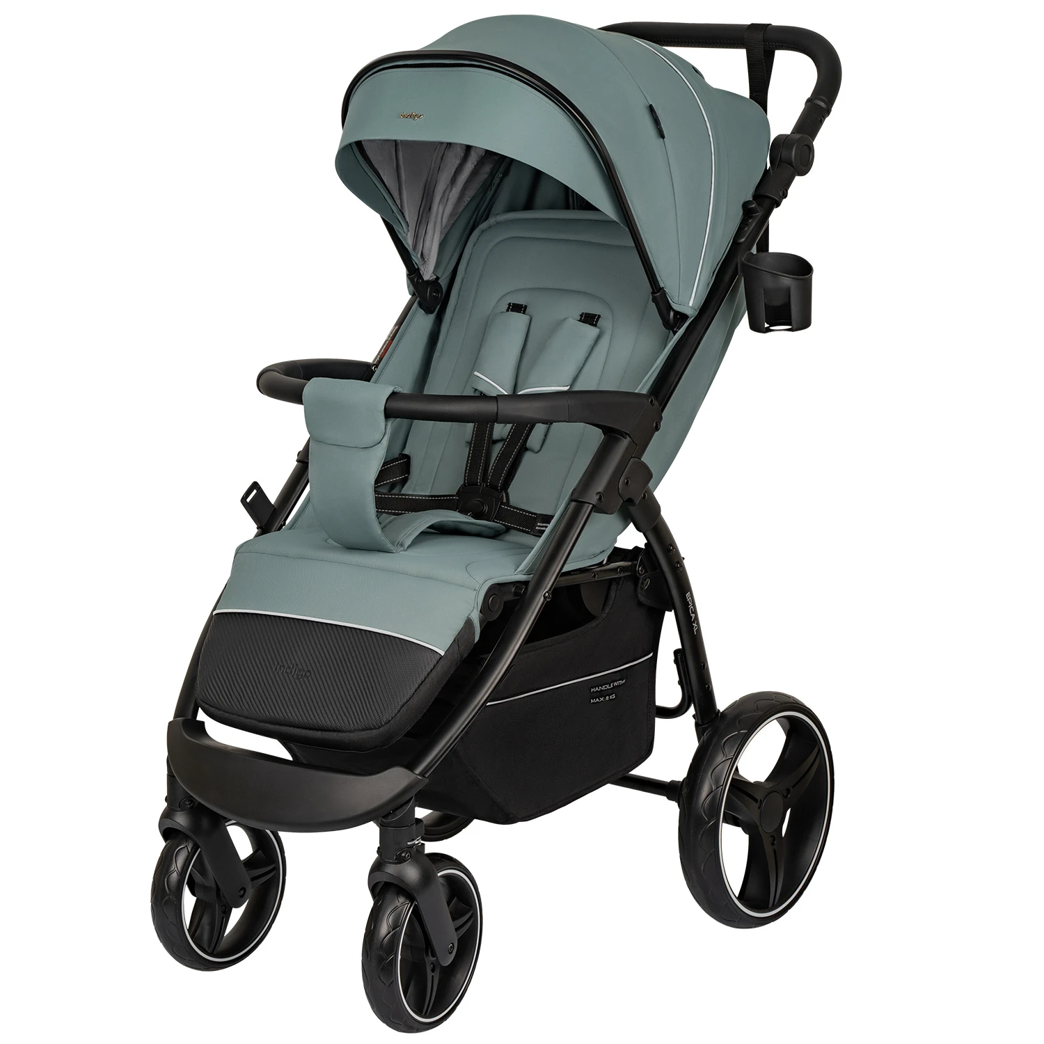 Прогулочная коляска Indigo Epica XL 2025, зеленый-серый, для детей с 6 месяцев, с большими колесами Прогулочная коляска Indigo Epica XL 2025, зеленый-серый, для детей с 6 месяцев, с большими колесами